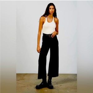 NWT ZARA Marine Straight Pitch Black wide leg Corduroy Pants Jeans